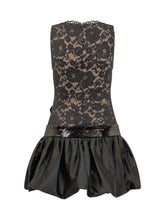 SELF-PORTRAIT - Abito Corto con Pizzo e Fondo a Palloncino - Nero - LIDIASHOPPING® - Official Website