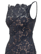 SELF-PORTRAIT - Spiral Lace Midi Dress - Blue - LIDIASHOPPING® - Official Website