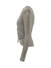 SELF-PORTRAIT - Top Incrociato con Applicazioni Luminose - Grigio - LIDIASHOPPING® - Official Website