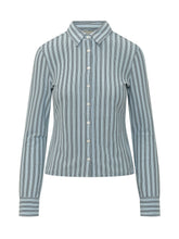 TORY BURCH - Camicia Polo a Righe Verticali - Blu - LIDIASHOPPING® - Official Website