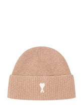 AMI ALEXANDRE MATTIUSSI - Berretto Quota con Risvolto e Logo - Beige - LIDIASHOPPING® - Official Website