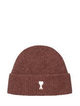 AMI ALEXANDRE MATTIUSSI - Berretto Quota con Risvolto e Logo - Marrone - LIDIASHOPPING® - Official Website