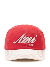 AMI ALEXANDRE MATTIUSSI - Cappellino da Baseball con Ricamo Frontale - Rosso - LIDIASHOPPING® - Official Website