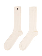 AMI ALEXANDRE MATTIUSSI - Calze a Coste con Logo - Bianco - LIDIASHOPPING® - Official Website