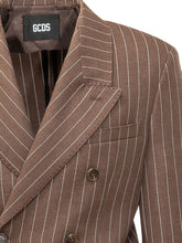 GCDS - Blazer Doppiopetto Gessato - Marrone - LIDIASHOPPING® - Official Website