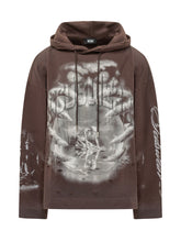 GCDS - Felpa Gothic con Cappuccio e Stampa - Marrone - LIDIASHOPPING® - Official Website