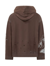 GCDS - Felpa Gothic con Cappuccio e Stampa - Marrone - LIDIASHOPPING® - Official Website