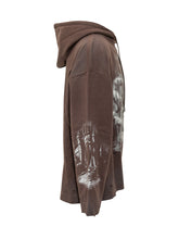 GCDS - Felpa Gothic con Cappuccio e Stampa - Marrone - LIDIASHOPPING® - Official Website