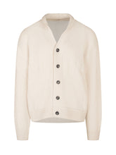 GCDS - Cardigan featuring a V neckline, front button fastening and long sleeves. Detailed with ribbed knitting, striped contrasting edges and ribbed cuffs and hem. - White - LIDIASHOPPING® - Official Website