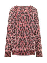 LANEUS - Relaxed cardigan featuring a V neckline, long sleeves and front button fastening. Detailed with an allover animal pattern and ribbed trims. - Red - LIDIASHOPPING® - Official Website