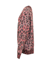 LANEUS - Relaxed cardigan featuring a V neckline, long sleeves and front button fastening. Detailed with an allover animal pattern and ribbed trims. - Red - LIDIASHOPPING® - Official Website