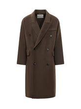 AMARANTO - Cappotto Doppiopetto Lungo con Tasche a Patta - Marrone - LIDIASHOPPING® - Official Website