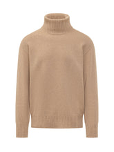 AMARANTO - Dolcevita in Maglia con Bordi a Coste - Beige - LIDIASHOPPING® - Official Website