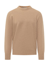 AMARANTO - Maglia Girocollo con Bordi a Coste - Beige - LIDIASHOPPING® - Official Website