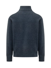 AMARANTO - Knit Turtleneck with Folded Neck - Blue - LIDIASHOPPING® - Official Website