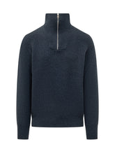 AMARANTO - Maglia con Collo Alto e Mezza Zip - Blu - LIDIASHOPPING® - Official Website