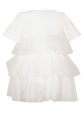 TWIN-SET - Abito con Fiocco e Gonna a Balze - Bianco - LIDIASHOPPING® - Official Website