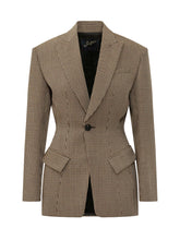 THE SEAFARER - Kora Single Breasted Blazer with Microcheck Pattern - Brown - LIDIASHOPPING® - Official Website