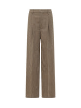 THE SEAFARER - Pantalone Sascia a Gamba Ampia con Motivo Microcheck - Marrone - LIDIASHOPPING® - Official Website