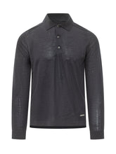 PREMIATA - Long Sleeve Polo with Button Placket - Blue - LIDIASHOPPING® - Official Website