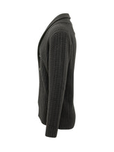 ALTEA - Cardigan featuring a shawl collar, long sleeves and central button fastening. Designed with diagonal textured knitting and ribbed cuffs and hem. - Black - LIDIASHOPPING® - Official Website