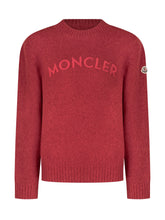 MONCLER KIDS - Maglione Girocollo con Logo Ricamato - Rosso - LIDIASHOPPING® - Official Website