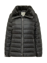 CALVIN KLEIN - Short Satin Puffer Jacket with Faux Fur Collar - Black - LIDIASHOPPING® - Official Website