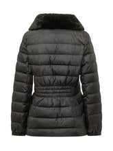 CALVIN KLEIN - Short Satin Puffer Jacket with Faux Fur Collar - Black - LIDIASHOPPING® - Official Website