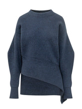 GIVENCHY - Pullover Girocollo con Fondo Asimmetrico - Blu - LIDIASHOPPING® - Official Website