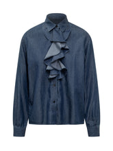 XACUS - Camicia in Denim con Volant - Blu - LIDIASHOPPING® - Official Website