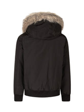 WOOLRICH - Bomber Polar con Cappuccio e Bordo in Pelliccia - Nero - LIDIASHOPPING® - Official Website