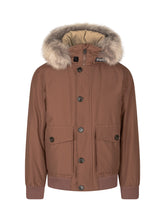 WOOLRICH - Bomber Polar con Cappuccio e Bordo in Pelliccia - Marrone - LIDIASHOPPING® - Official Website