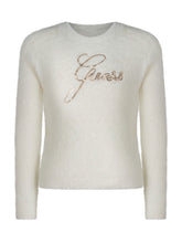 GUESS KIDS - Maglia Girocollo con Lettering in Paillettes - Bianco - LIDIASHOPPING® - Official Website