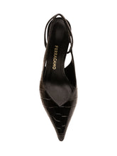 FERRAGAMO - Dafne Slingback with Croc Pattern - Black - LIDIASHOPPING® - Official Website