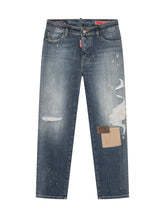 DSQUARED2 KIDS - Boss Straight Leg Jeans with Distressed Details - Blue - LIDIASHOPPING® - Official Website