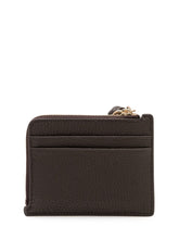 MICHAEL MICHAEL KORS - Compact rectangular card holder featuring a grained surface and front card slots. Detailed with a zip fastening along the upper edge, side wrist strap and applied logo. - Brown - LIDIASHOPPING® - Official Website