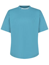 PALM ANGELS KIDS - T-shirt con Lettering sul Collo - Blu - LIDIASHOPPING® - Official Website