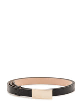 VICTORIA BECKHAM - Portofino Mirror Belt with Geometric Buckle - Black - LIDIASHOPPING® - Official Website
