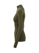 VICTORIA BECKHAM - Maglia a Coste con Collo Alto - Verde - LIDIASHOPPING® - Official Website