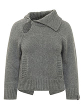 VICTORIA BECKHAM - Jumper with Asymmetric Collar - Grey - LIDIASHOPPING® - Official Website