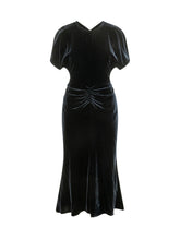 VICTORIA BECKHAM - Abito Midi Bela con Drappeggio - Blu - LIDIASHOPPING® - Official Website