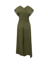 VICTORIA BECKHAM - Aria Midi Dress with Gathering - Green - LIDIASHOPPING® - Official Website