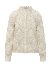 FARM RIO - Graphic Lace Blouse with Openwork Embroidery - White - LIDIASHOPPING® - Official Website