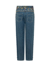 FARM RIO - Jeans Balloon con Ricami e Borchie - Blu - LIDIASHOPPING® - Official Website