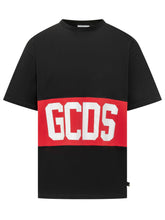 GCDS - T-shirt Ampia con Fascia Logo - Nero - LIDIASHOPPING® - Official Website
