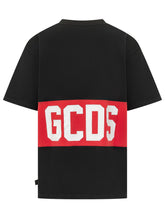GCDS - T-shirt Ampia con Fascia Logo - Nero - LIDIASHOPPING® - Official Website