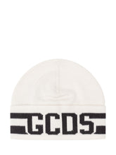 GCDS - Berretto in Maglia con Fascia Logo - Bianco - LIDIASHOPPING® - Official Website