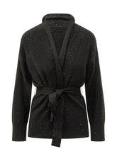 ALPHA STUDIO - Cardigan con Cintura e Paillettes - Nero - LIDIASHOPPING® - Official Website