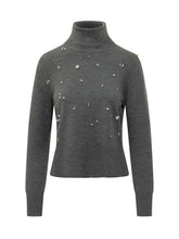 ALPHA STUDIO - Maglia Dolcevita con Applicazioni Gioiello - Grigio - LIDIASHOPPING® - Official Website