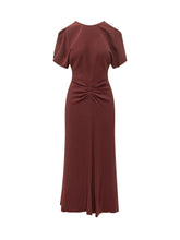 VICTORIA BECKHAM - Bela Midi Dress with Gathering - Red - LIDIASHOPPING® - Official Website